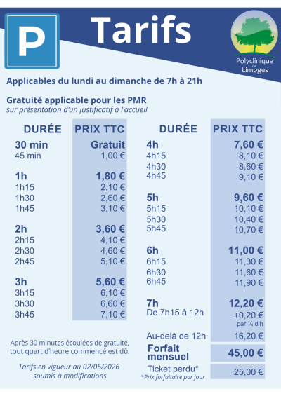 Tarifs Parking